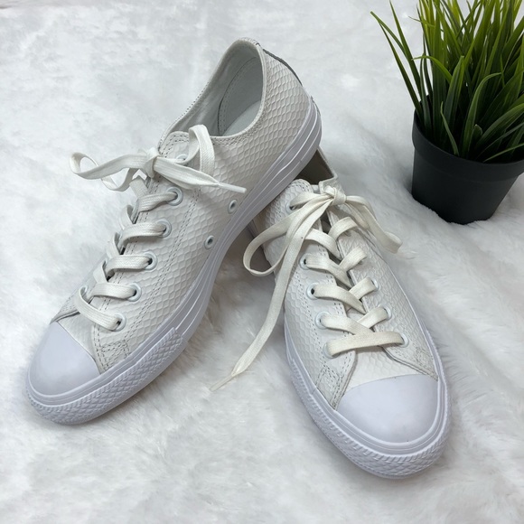 white snakeskin converse